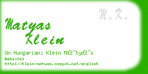 matyas klein business card